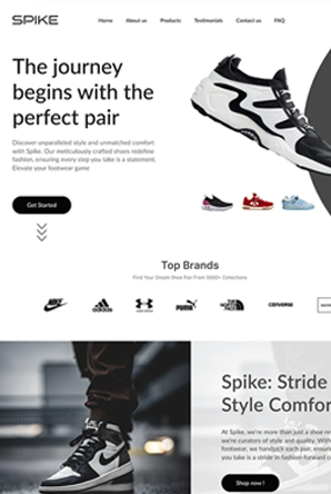 Responsive e-commerce platform development for ShoeSpike Co., an athletic footwear retailer